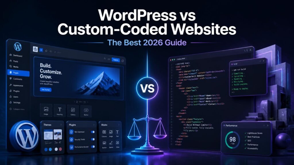 WordPress vs custom-coded websites comparison for businesses in 2026